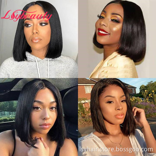 Easy to Apply U Part Wig Short Brazilian Bob Straight Human Hair  U Part Wigs Middle Parting Black Women Wigs